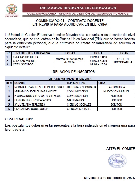 COMUNICADO 04 – CONTRATO DOCENTE!