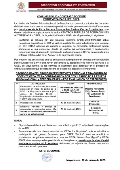 📌COMUNICADO 10 – CONTRATO DOCENTE