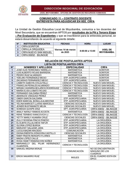 📌COMUNICADO 11 – CONTRATO DOCENTE.