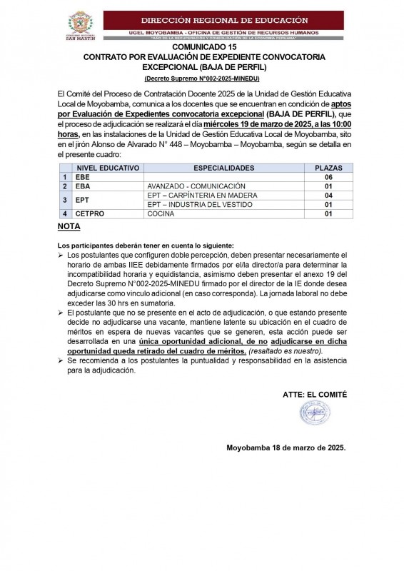 📌COMUNICADO 15