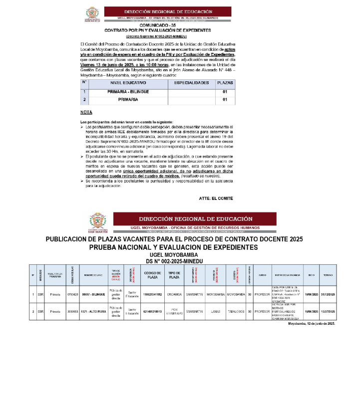 📌COMUNICADO - 35 CONTRATO POR PN Y EVALUACI&Oacute;N DE EXPEDIENTES